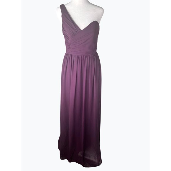 Alfred Angelo One-Shoulder Purple Chiffon Bridesmaid/Prom/Formal Dress Size 6 - Picture 4 of 13